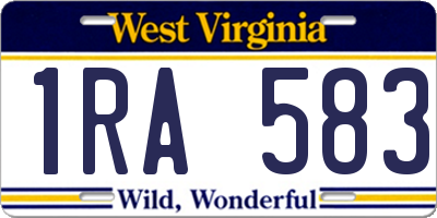 WV license plate 1RA583