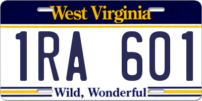 WV license plate 1RA601