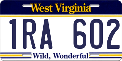 WV license plate 1RA602