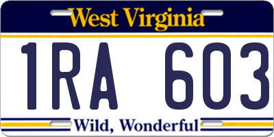 WV license plate 1RA603