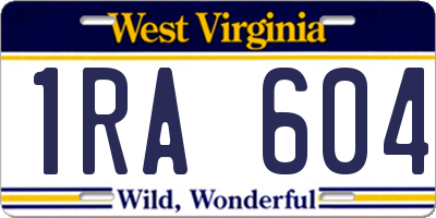 WV license plate 1RA604