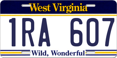 WV license plate 1RA607