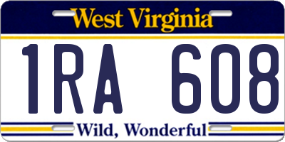 WV license plate 1RA608