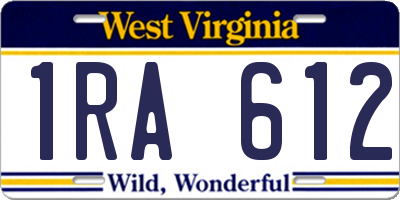 WV license plate 1RA612
