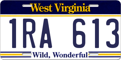 WV license plate 1RA613
