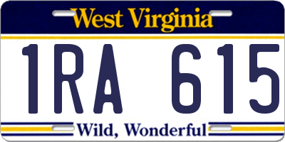 WV license plate 1RA615