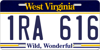 WV license plate 1RA616