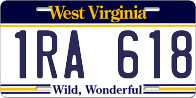 WV license plate 1RA618