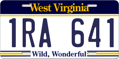 WV license plate 1RA641