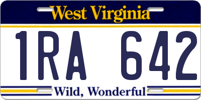 WV license plate 1RA642