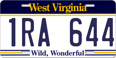 WV license plate 1RA644
