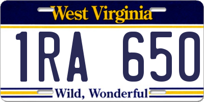 WV license plate 1RA650