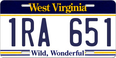 WV license plate 1RA651