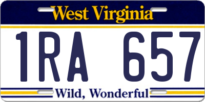 WV license plate 1RA657