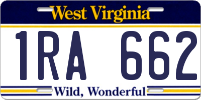WV license plate 1RA662