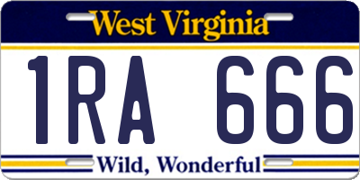 WV license plate 1RA666
