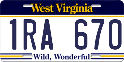 WV license plate 1RA670