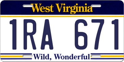 WV license plate 1RA671