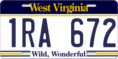 WV license plate 1RA672