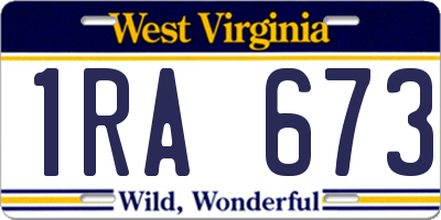 WV license plate 1RA673