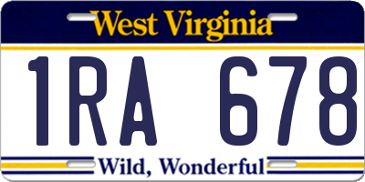 WV license plate 1RA678