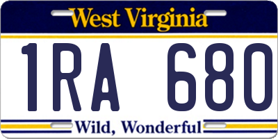 WV license plate 1RA680