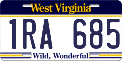 WV license plate 1RA685