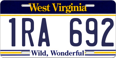 WV license plate 1RA692