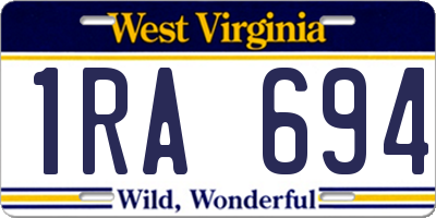 WV license plate 1RA694
