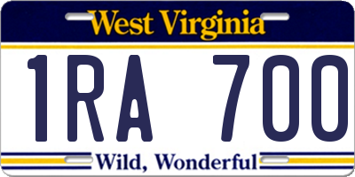 WV license plate 1RA700