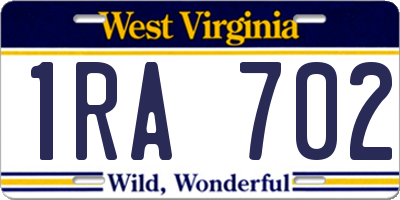 WV license plate 1RA702