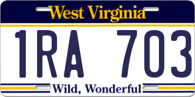 WV license plate 1RA703
