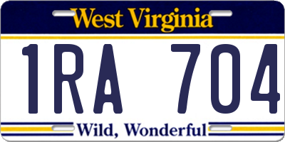 WV license plate 1RA704