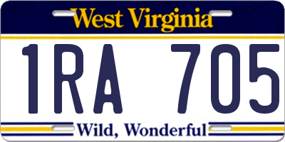 WV license plate 1RA705