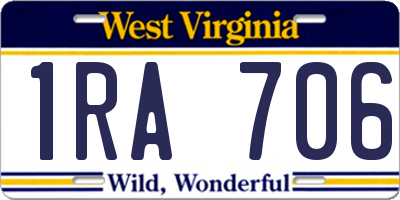 WV license plate 1RA706