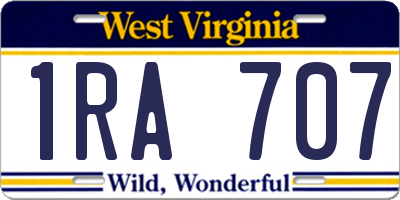 WV license plate 1RA707