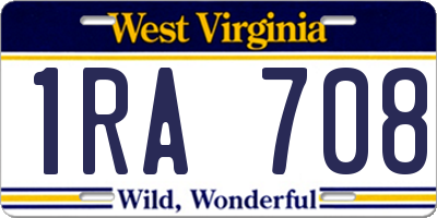 WV license plate 1RA708