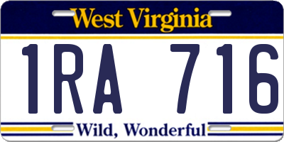 WV license plate 1RA716