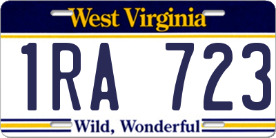 WV license plate 1RA723