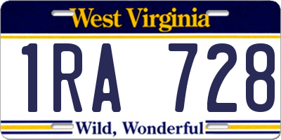 WV license plate 1RA728