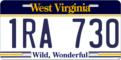 WV license plate 1RA730