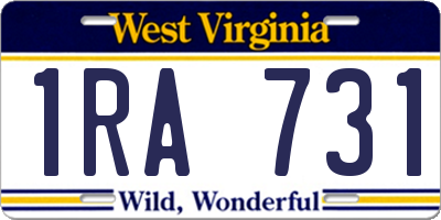 WV license plate 1RA731