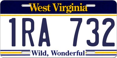 WV license plate 1RA732