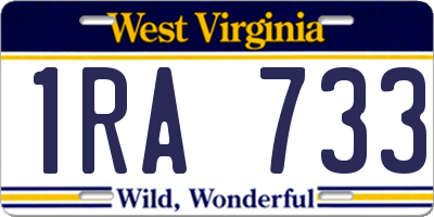 WV license plate 1RA733
