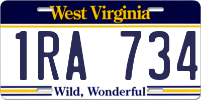 WV license plate 1RA734