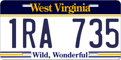 WV license plate 1RA735