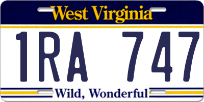 WV license plate 1RA747