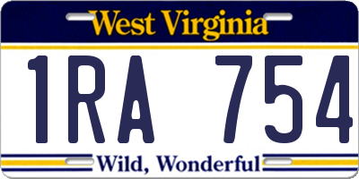 WV license plate 1RA754