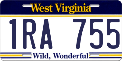 WV license plate 1RA755