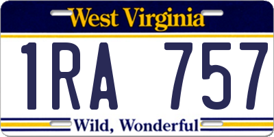 WV license plate 1RA757